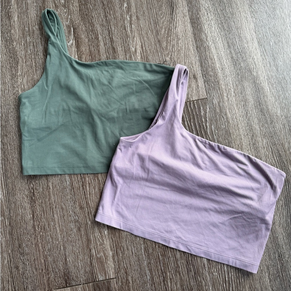 2 lululemon one shoulder crop tanks